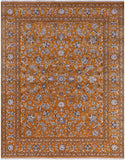 Orange Persian Nain Hand Knotted Wool & Silk Rug - 8' 0" X 10' 1" - Golden Nile