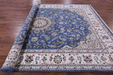 Blue Persian Nain Hand Knotted Wool & Silk Rug - 9' 1" X 12' 4" - Golden Nile