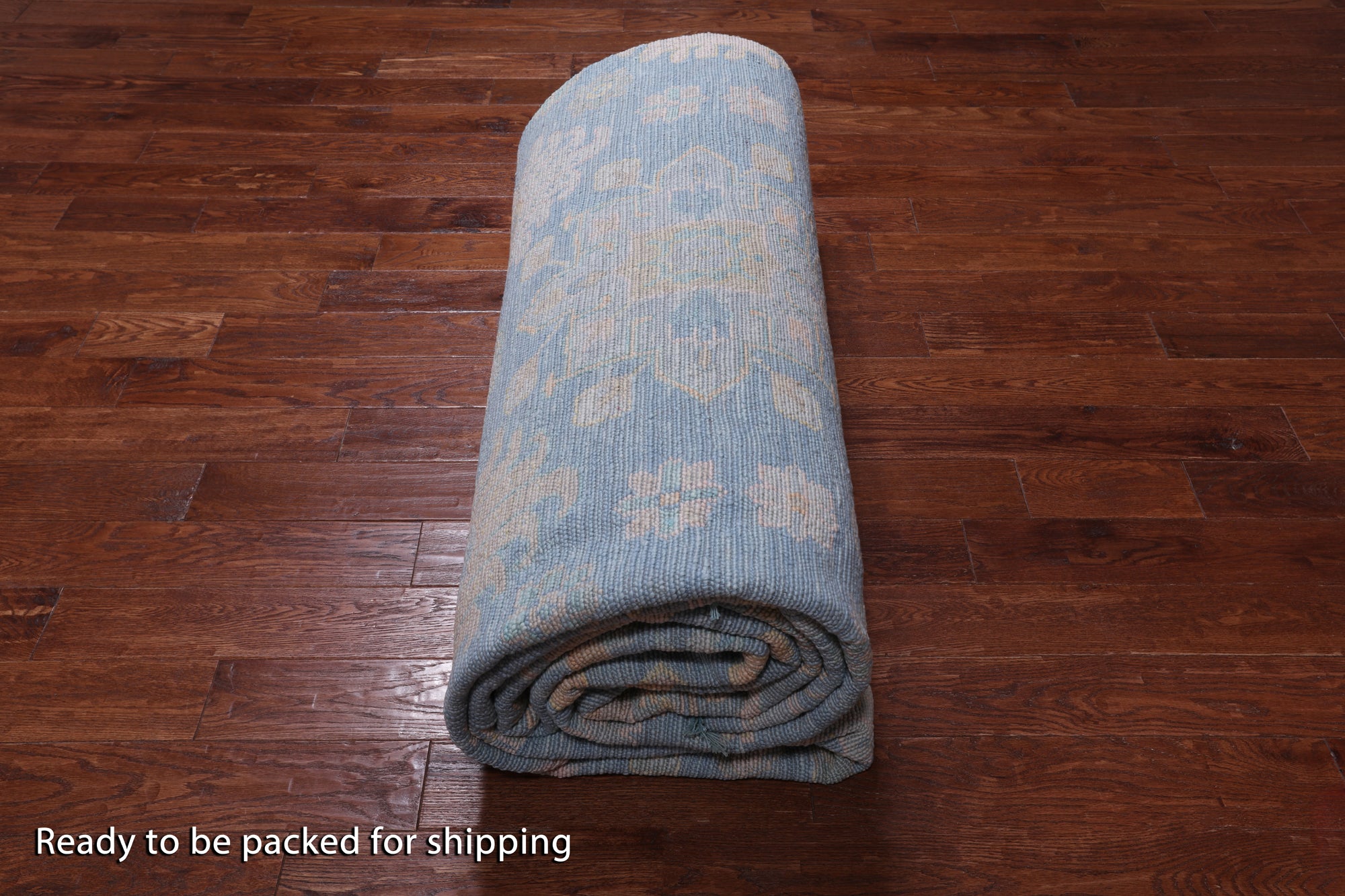 Blue Geometric Fine Serapi Hand Knotted Wool Rug - 12' 2" X 18' 0"