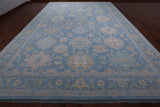 Blue Geometric Fine Serapi Hand Knotted Wool Rug - 12' 2" X 18' 0"