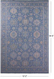 Blue Geometric Fine Serapi Hand Knotted Wool Rug - 12' 2" X 18' 0" - Golden Nile