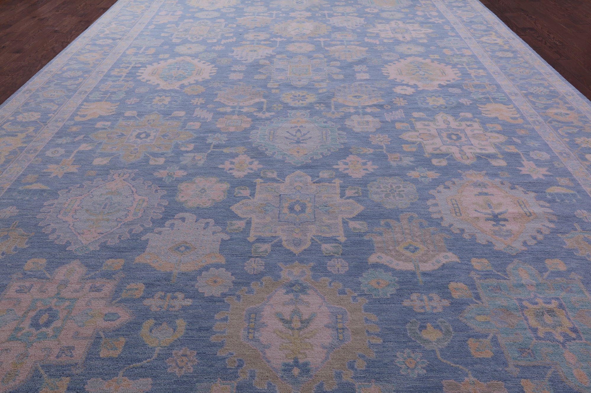 Blue Geometric Fine Serapi Hand Knotted Wool Rug - 12' 2" X 18' 0" - Golden Nile