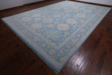 Blue Geometric Fine Serapi Hand Knotted Wool Rug - 12' 2" X 18' 0"