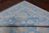 Blue Geometric Fine Serapi Hand Knotted Wool Rug - 12' 2" X 18' 0"
