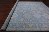 Blue Geometric Fine Serapi Hand Knotted Wool Rug - 12' 2" X 18' 0"