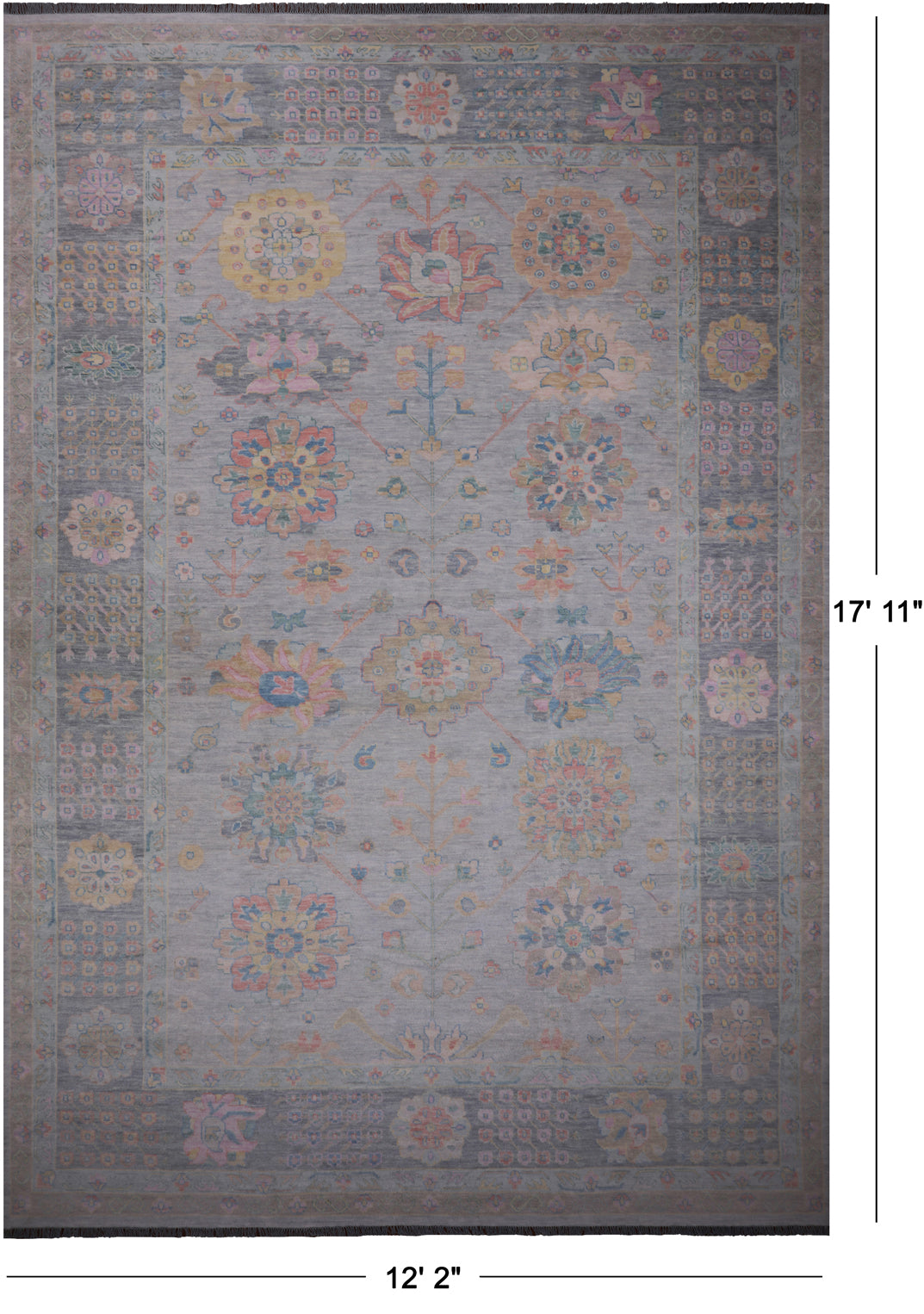 Geometric Fine Serapi Hand Knotted Wool Rug - 12' 2" X 17' 11"