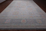 Geometric Fine Serapi Hand Knotted Wool Rug - 12' 2" X 17' 11"