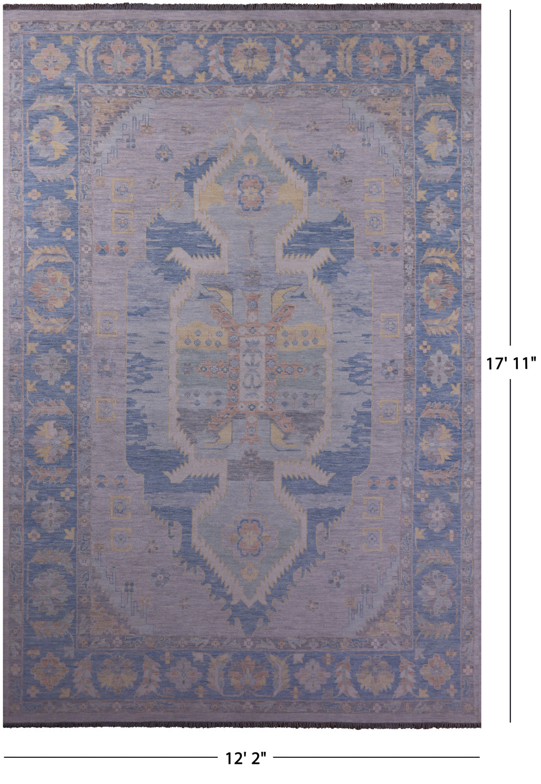 Geometric Fine Serapi Handmade Wool Rug - 12' 2" X 17' 11" - Golden Nile