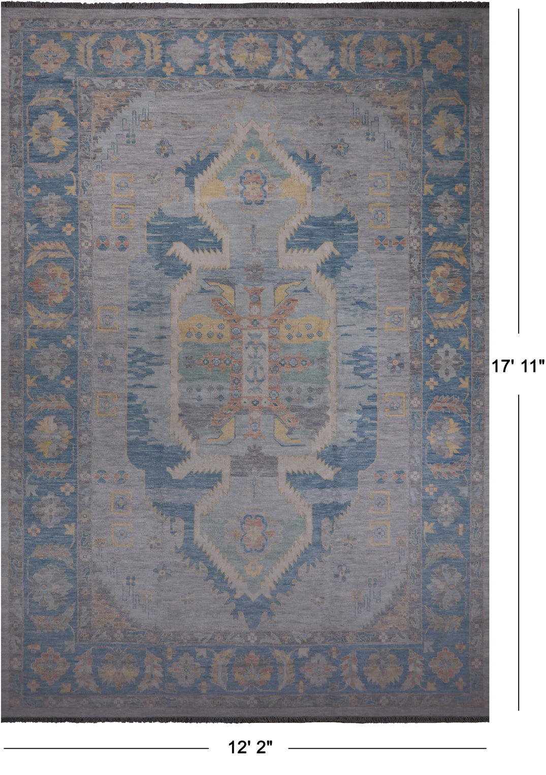Geometric Fine Serapi Handmade Wool Rug - 12' 2" X 17' 11"