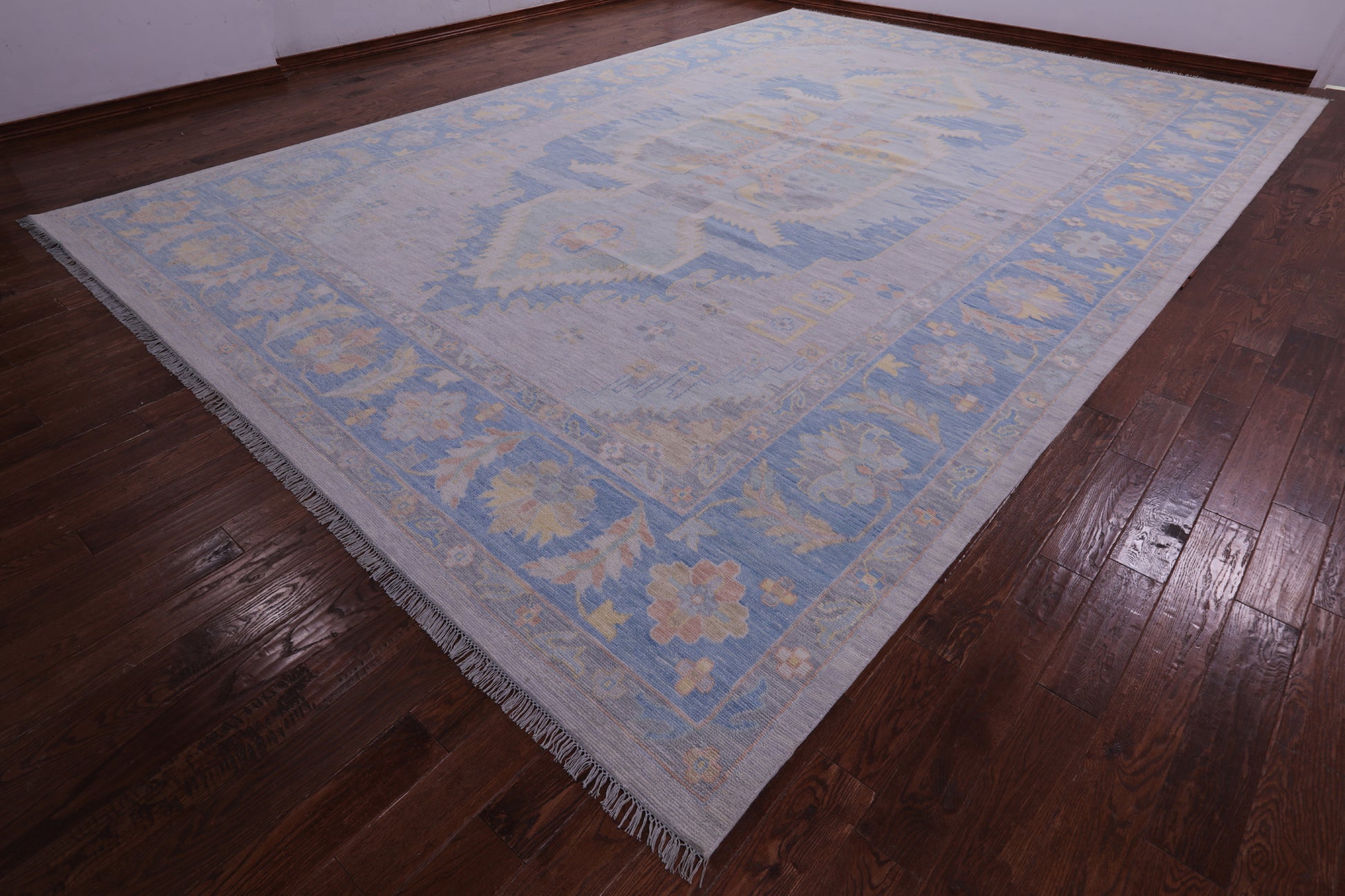 Geometric Fine Serapi Handmade Wool Rug - 12' 2" X 17' 11" - Golden Nile