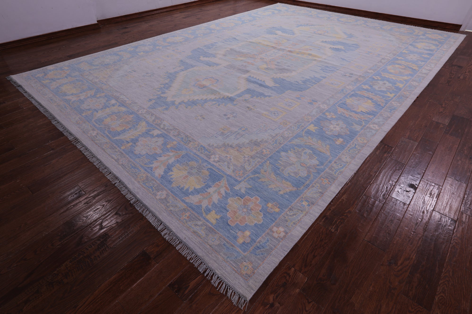 Geometric Fine Serapi Handmade Wool Rug - 12' 2" X 17' 11" - Golden Nile