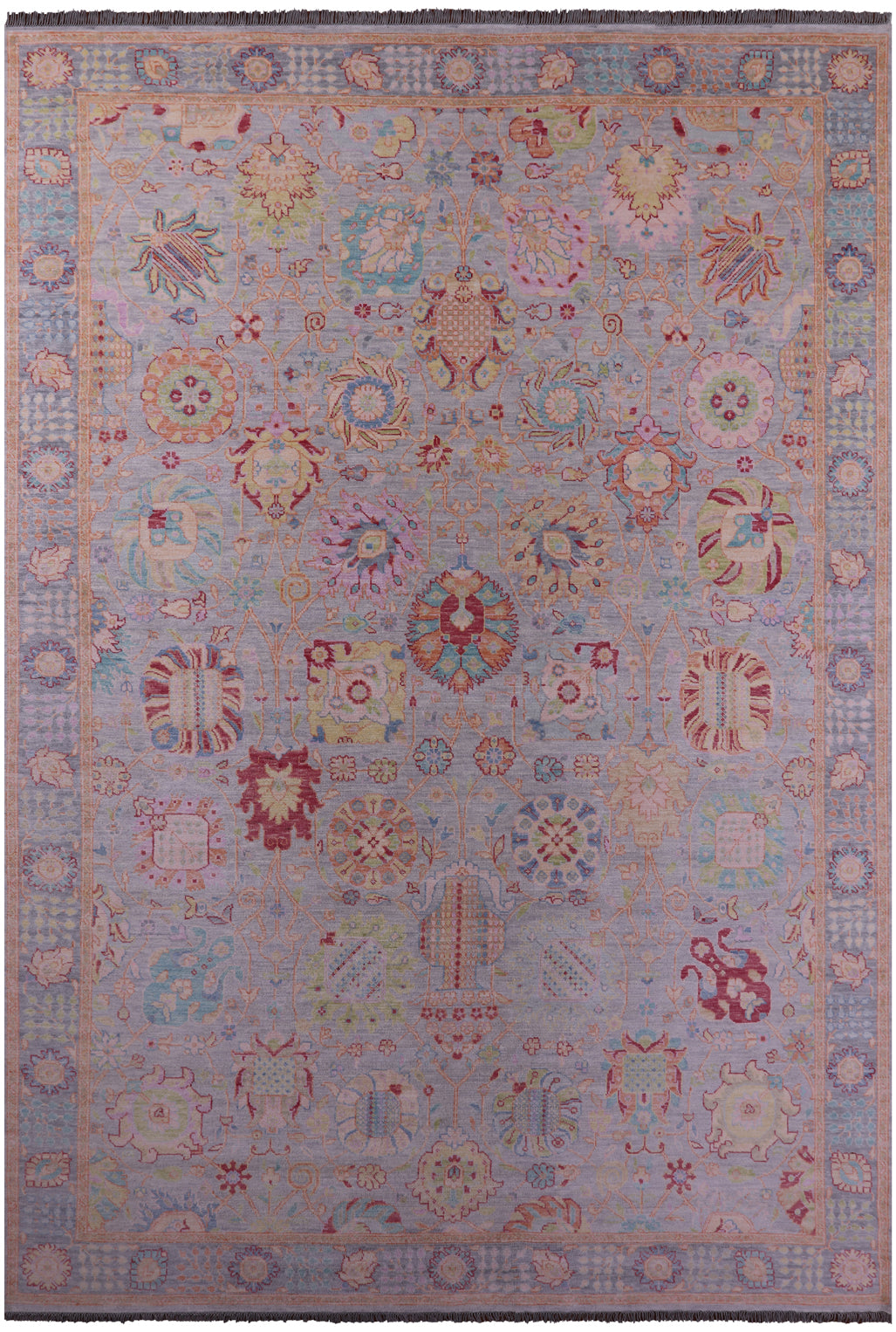 Grey Turkish Oushak Hand Knotted Wool Rug - 12' 2" X 17' 6" - Golden Nile