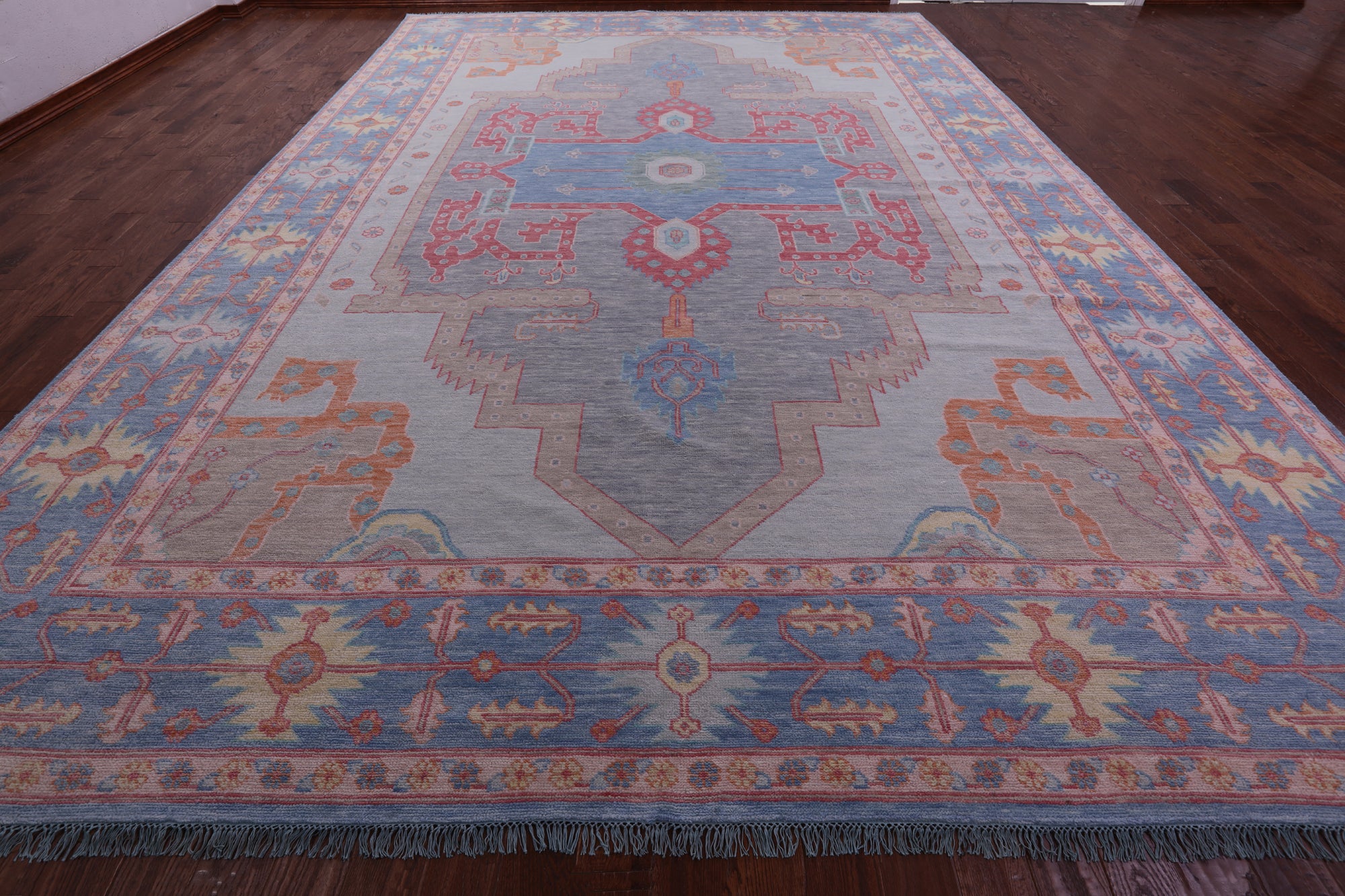 Geometric Fine Serapi Hand Knotted Wool Rug - 12' 2" X 18' 0" - Golden Nile