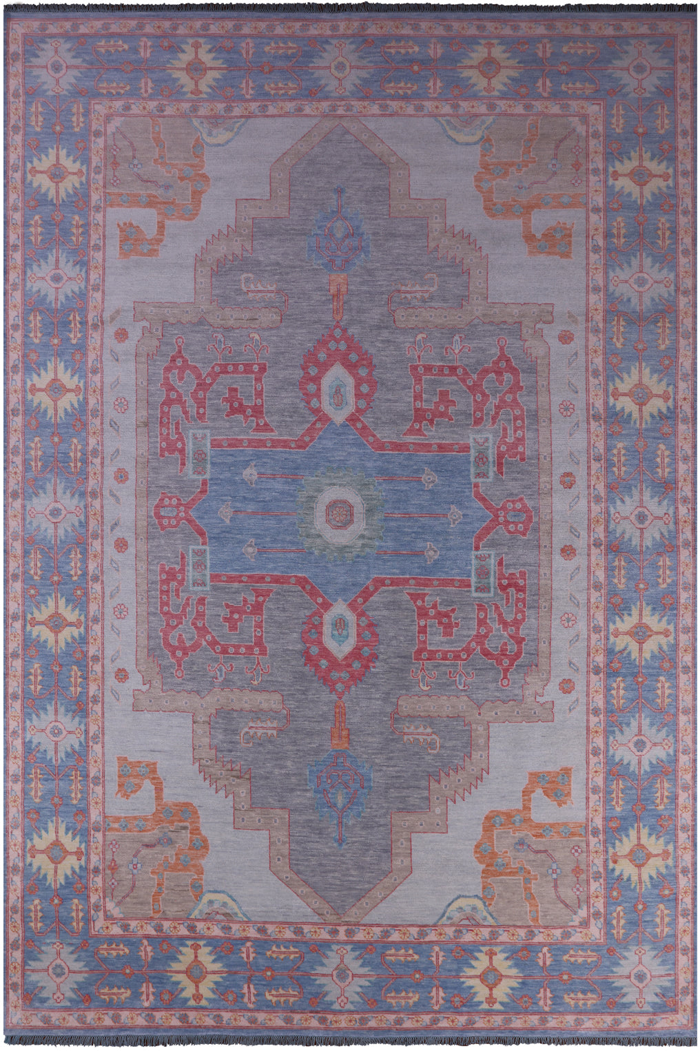 Geometric Fine Serapi Hand Knotted Wool Rug - 12' 2" X 18' 0" - Golden Nile