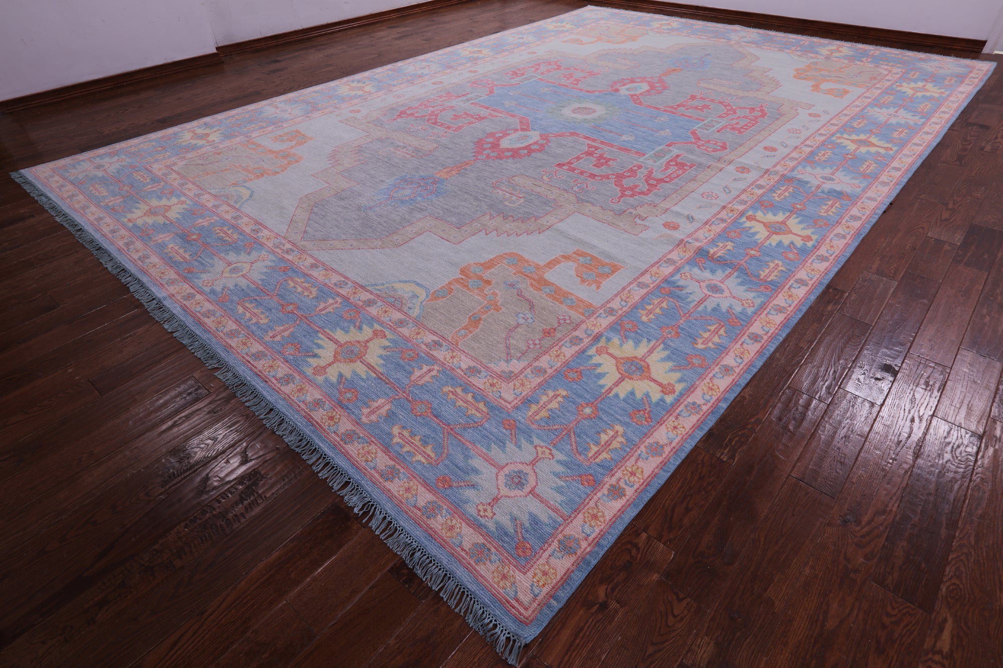 Geometric Fine Serapi Hand Knotted Wool Rug - 12' 2" X 18' 0" - Golden Nile