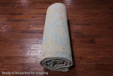 SUPER SALE Blue Turkish Oushak Hand Knotted Wool Rug - 12' 4" X 14' 9"