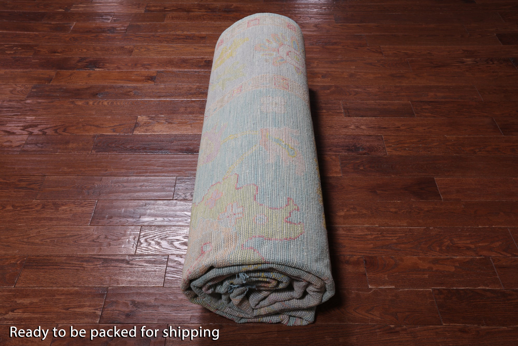 SUPER SALE Blue Turkish Oushak Hand Knotted Wool Rug - 12' 4" X 14' 9"