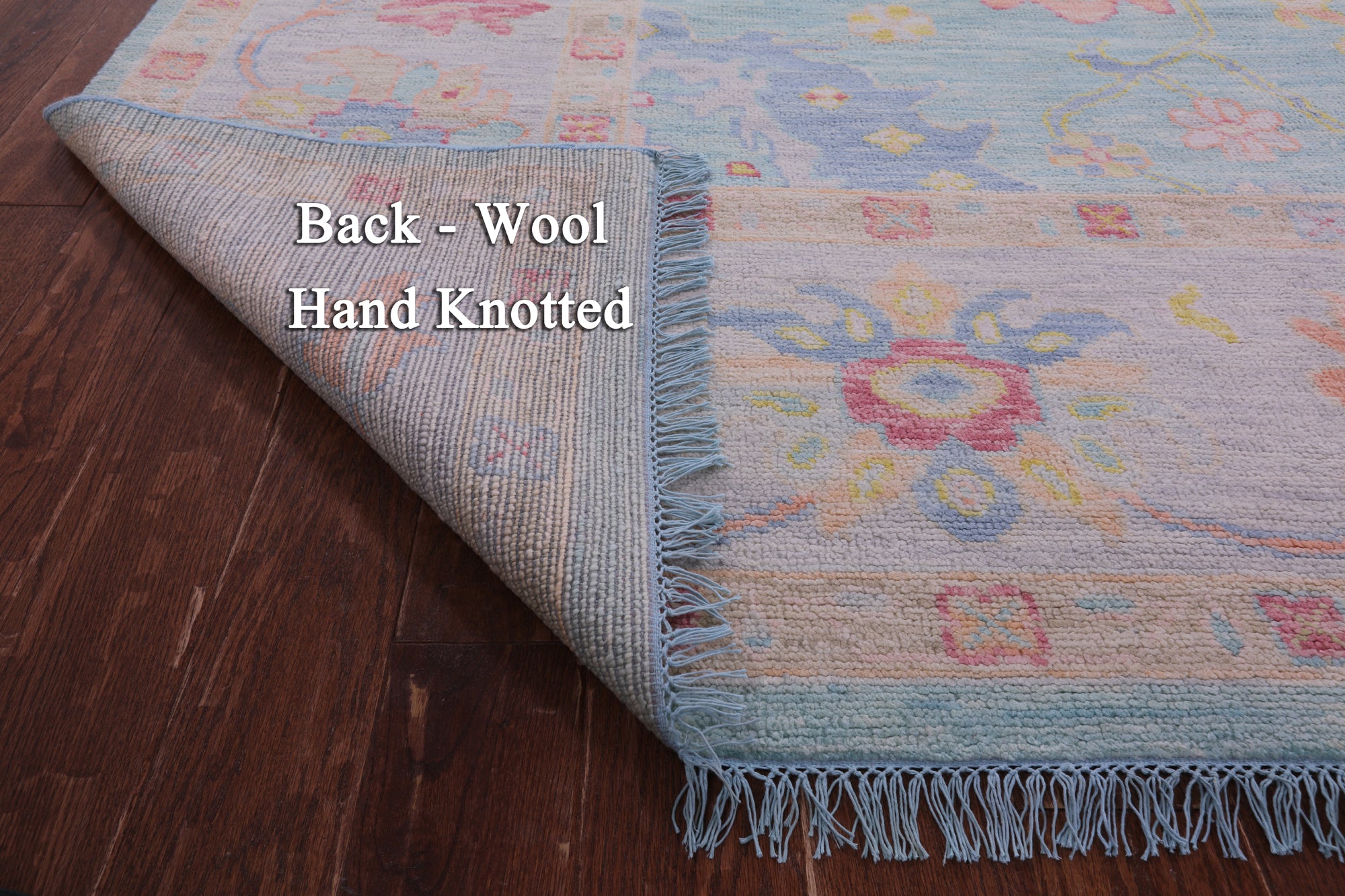 Blue Turkish Oushak Hand Knotted Wool Rug - 12' 4" X 14' 9" - Golden Nile