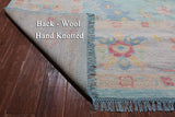 SUPER SALE Blue Turkish Oushak Hand Knotted Wool Rug - 12' 4" X 14' 9"