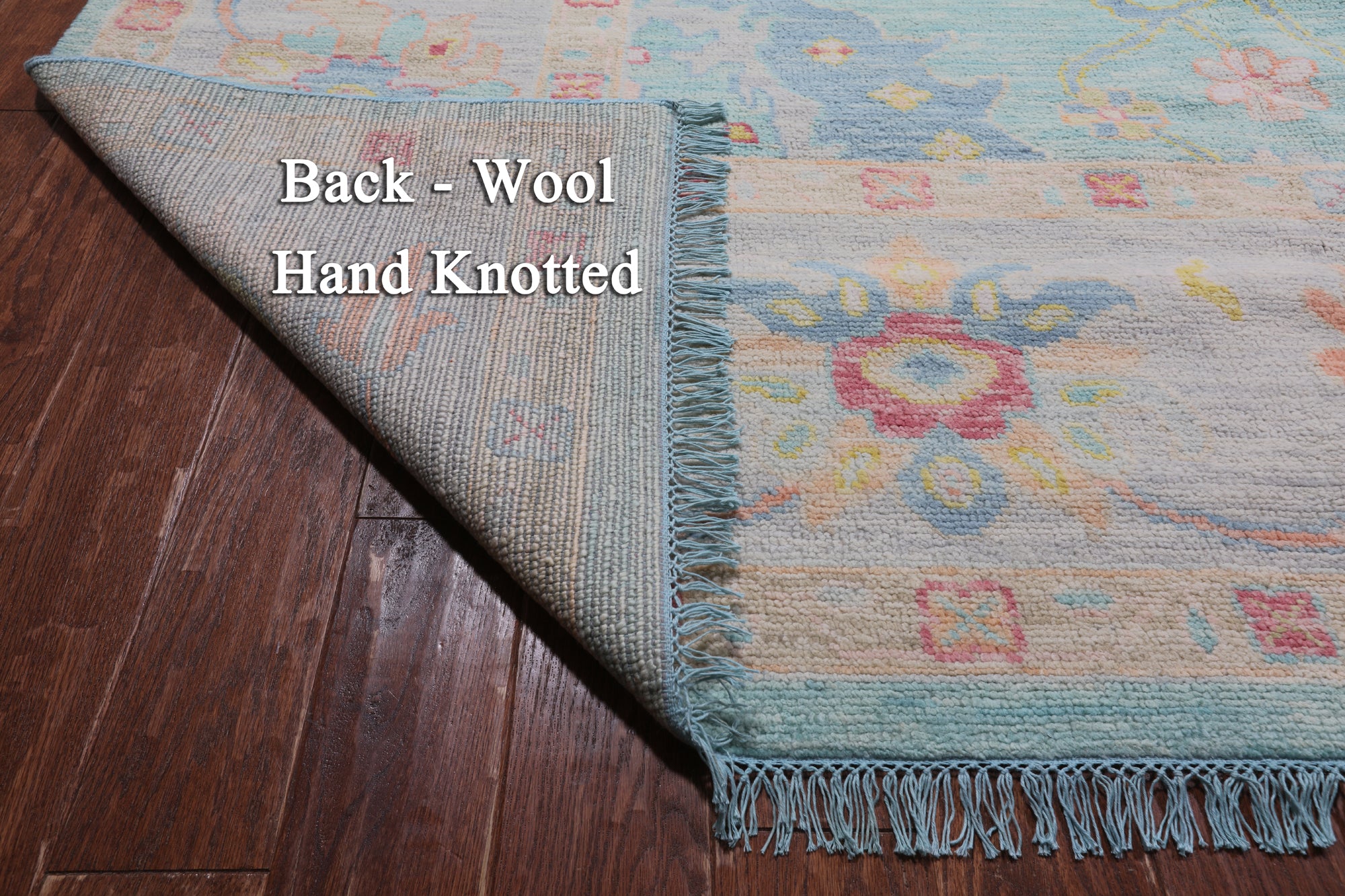 SUPER SALE Blue Turkish Oushak Hand Knotted Wool Rug - 12' 4" X 14' 9"
