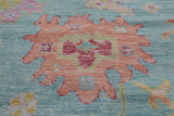 SUPER SALE Blue Turkish Oushak Hand Knotted Wool Rug - 12' 4" X 14' 9"