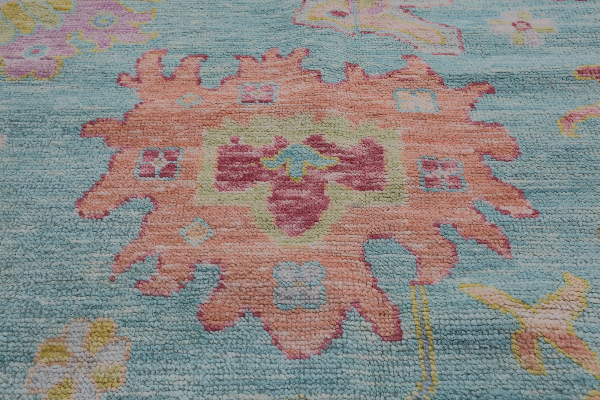 SUPER SALE Blue Turkish Oushak Hand Knotted Wool Rug - 12' 4" X 14' 9"