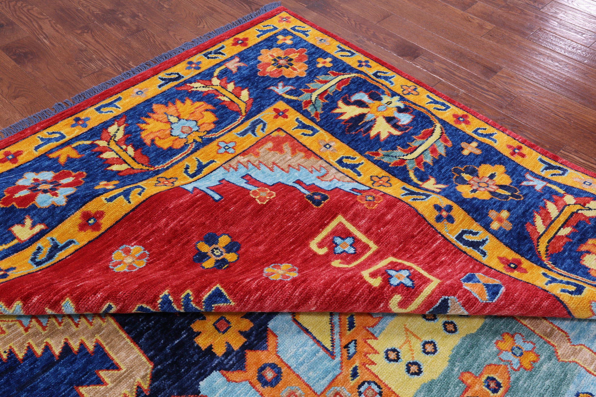 Geometric Fine Serapi Hand Knotted Wool Rug - 11' 11" X 14' 3" - Golden Nile