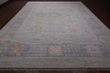 Grey Geometric Fine Serapi Hand Knotted Wool Rug - 12' 0" X 14' 11"