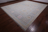 Grey Geometric Fine Serapi Hand Knotted Wool Rug - 12' 0" X 14' 11"