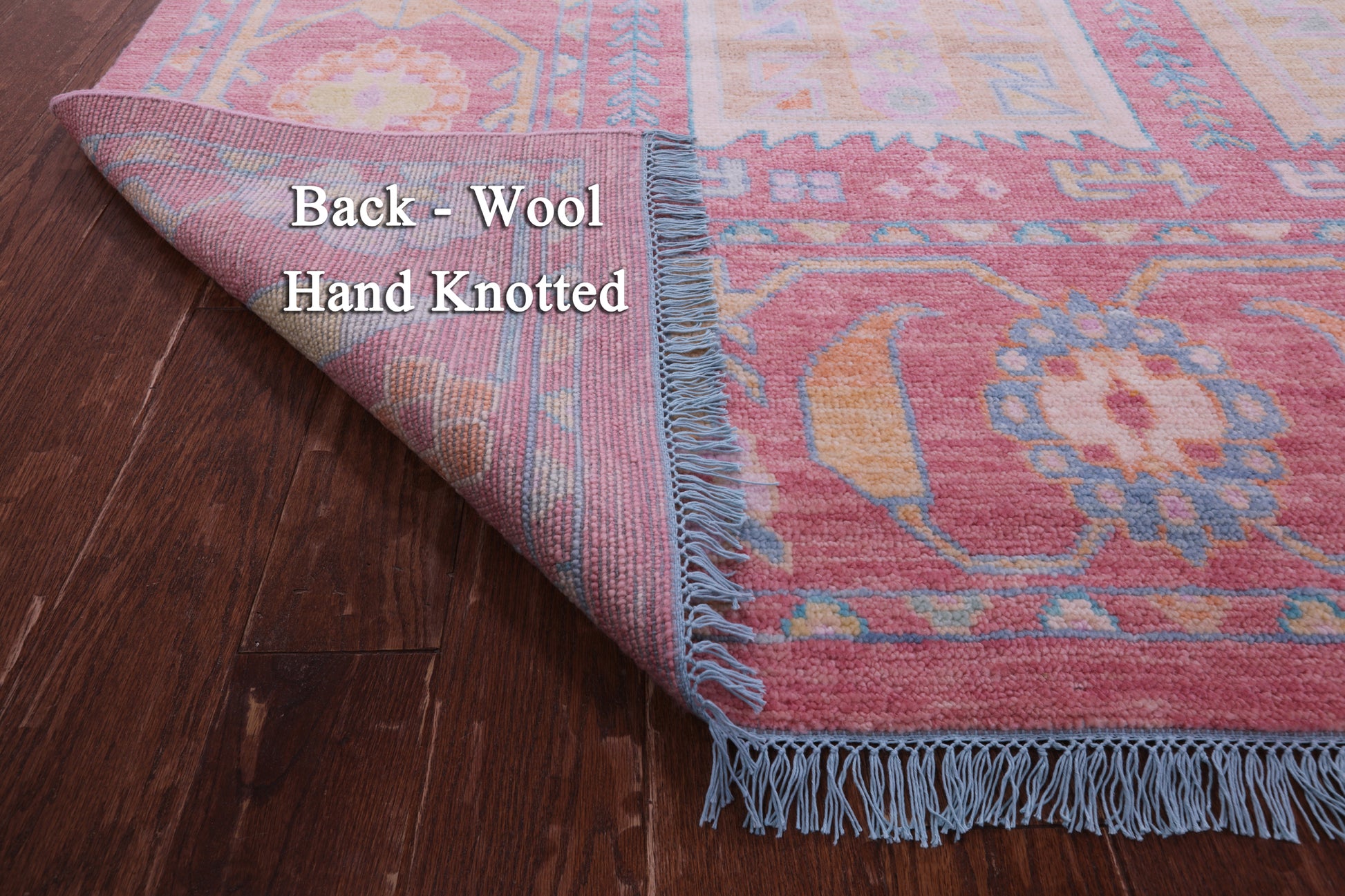 Pink Geometric Fine Serapi Hand Knotted Wool Rug - 12' 2" X 15' 1" - Golden Nile