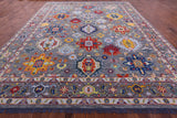 Grey Geometric Fine Serapi Hand Knotted Wool Rug - 12' 2" X 15' 4" - Golden Nile