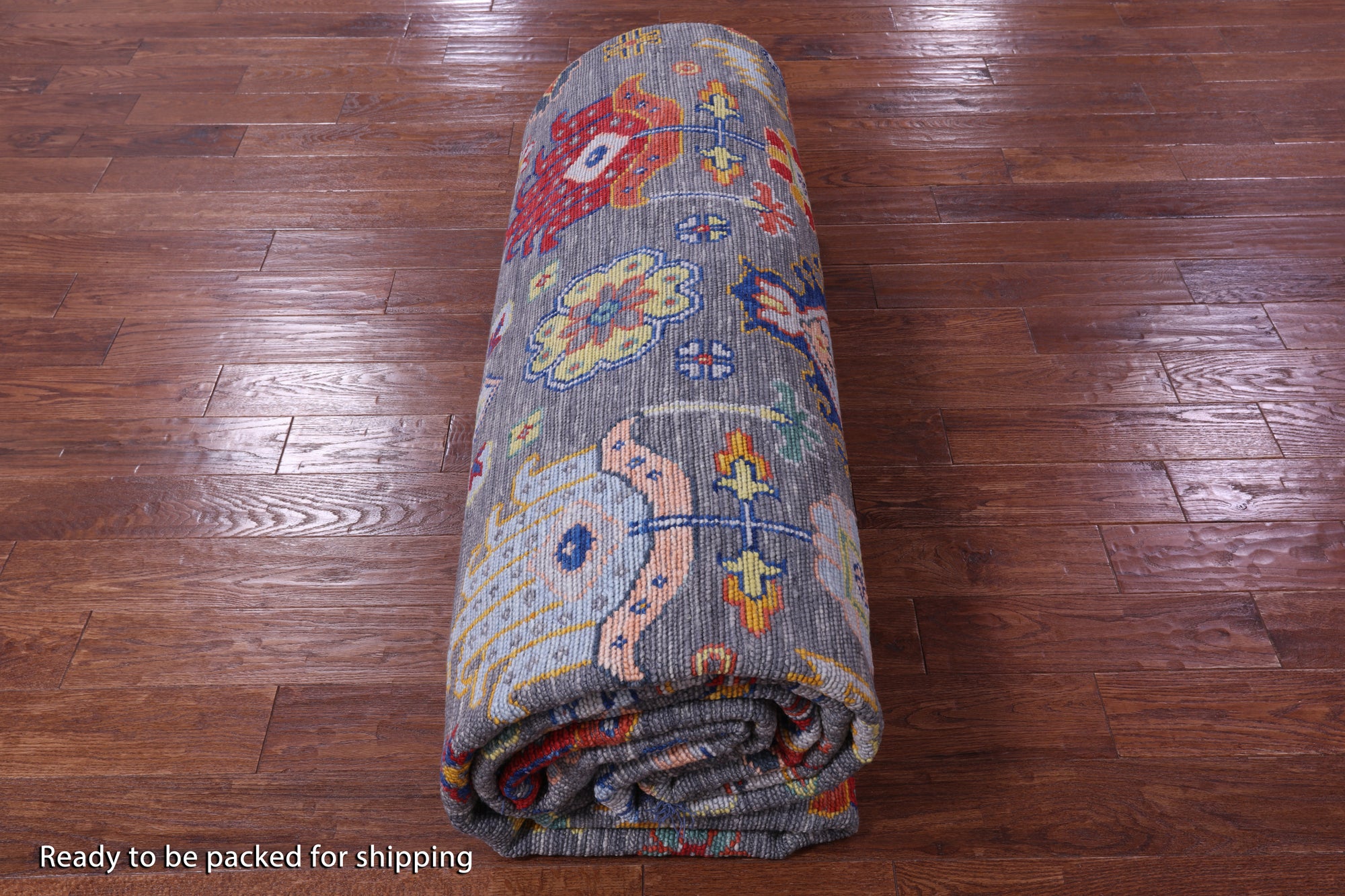 Grey Geometric Fine Serapi Hand Knotted Wool Rug - 12' 2" X 15' 4" - Golden Nile