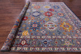 Grey Geometric Fine Serapi Hand Knotted Wool Rug - 12' 2" X 15' 4" - Golden Nile