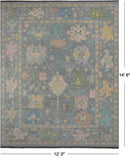 SUPER SALE Grey Turkish Oushak Hand Knotted Wool Rug - 12' 0" X 14' 6"