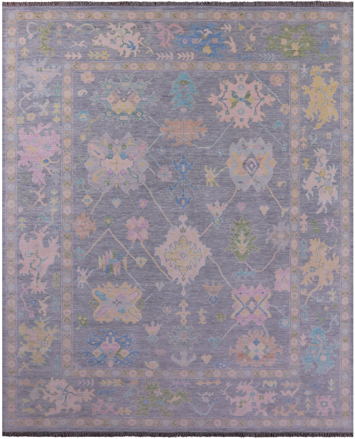 Grey Turkish Oushak Hand Knotted Wool Rug - 12' 0" X 14' 6" - Golden Nile