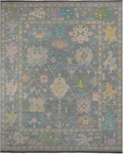 SUPER SALE Grey Turkish Oushak Hand Knotted Wool Rug - 12' 0" X 14' 6"