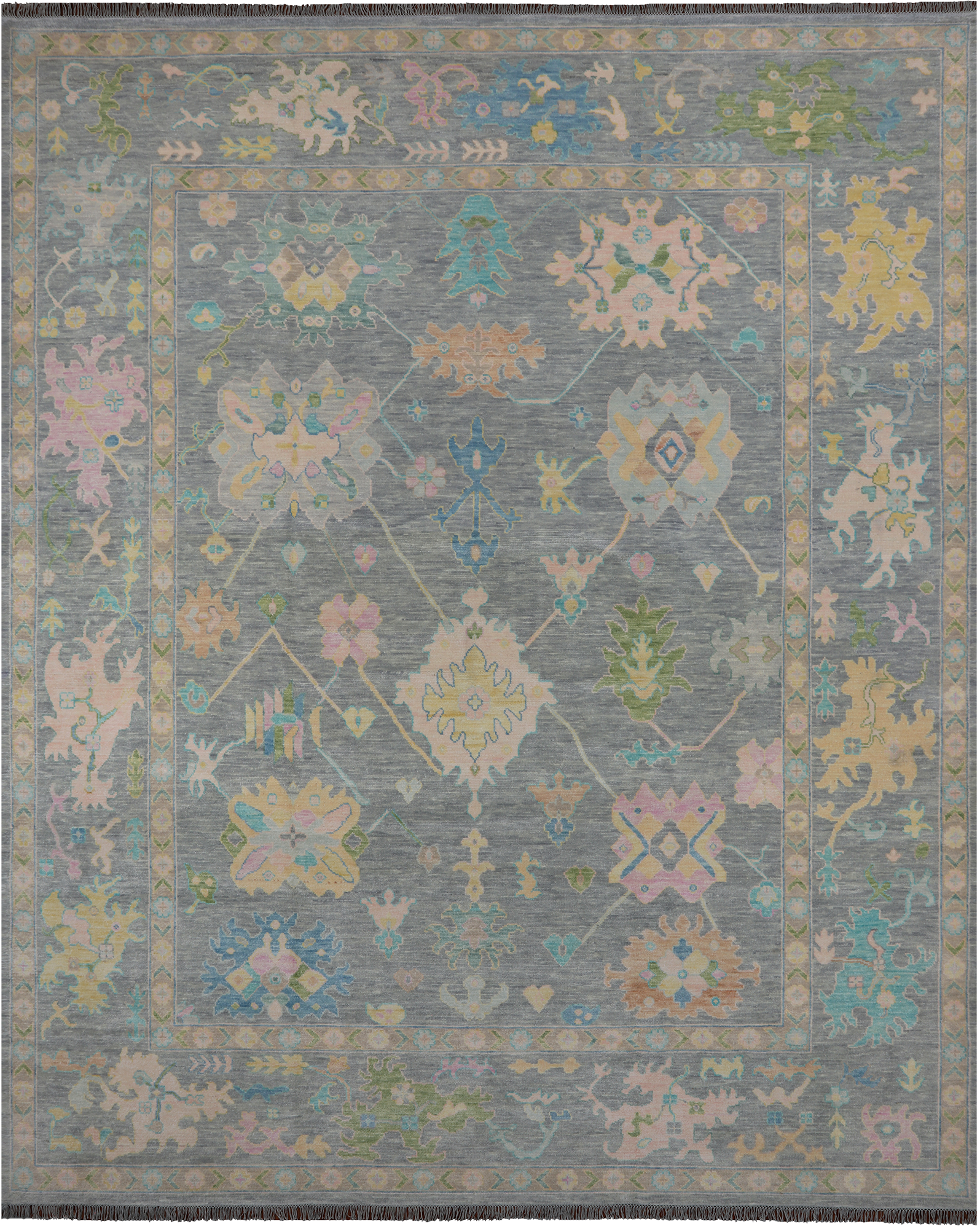 SUPER SALE Grey Turkish Oushak Hand Knotted Wool Rug - 12' 0" X 14' 6"