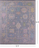 Grey Turkish Oushak Hand Knotted Wool Rug - 12' 0" X 14' 6" - Golden Nile