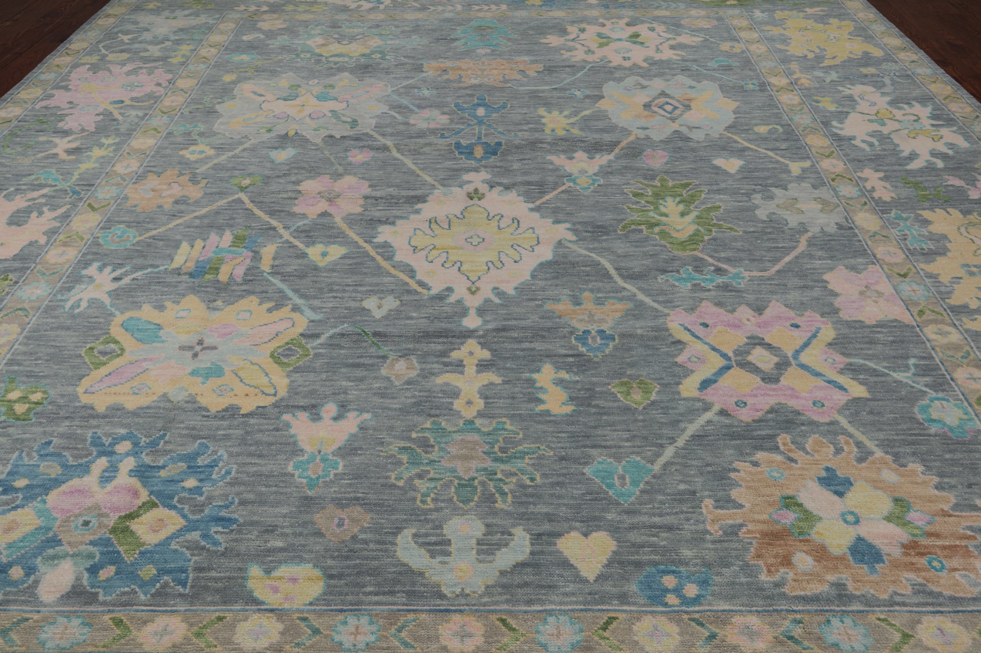 SUPER SALE Grey Turkish Oushak Hand Knotted Wool Rug - 12' 0" X 14' 6"