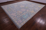 Grey Turkish Oushak Hand Knotted Wool Rug - 12' 0" X 14' 6" - Golden Nile