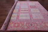 Pink Geometric Fine Serapi Hand Knotted Wool Rug - 11' 11" X 14' 8" - Golden Nile