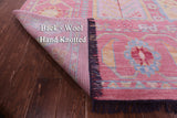 Pink Geometric Fine Serapi Hand Knotted Wool Rug - 11' 11" X 14' 8" - Golden Nile