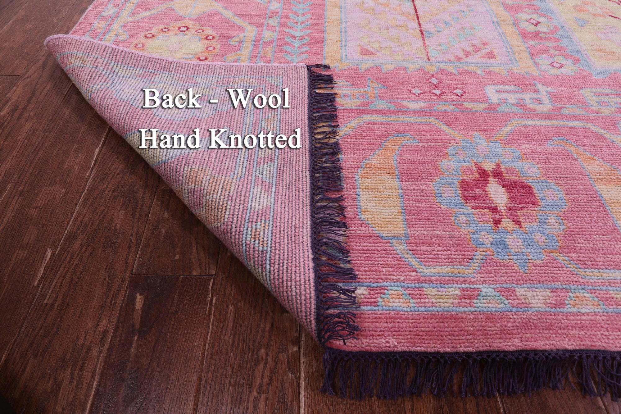 Pink Geometric Fine Serapi Hand Knotted Wool Rug - 11' 11" X 14' 8" - Golden Nile