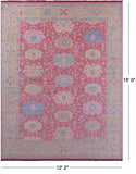 Pink Turkish Oushak Hand Knotted Wool Rug - 12' 2" X 15' 0" - Golden Nile