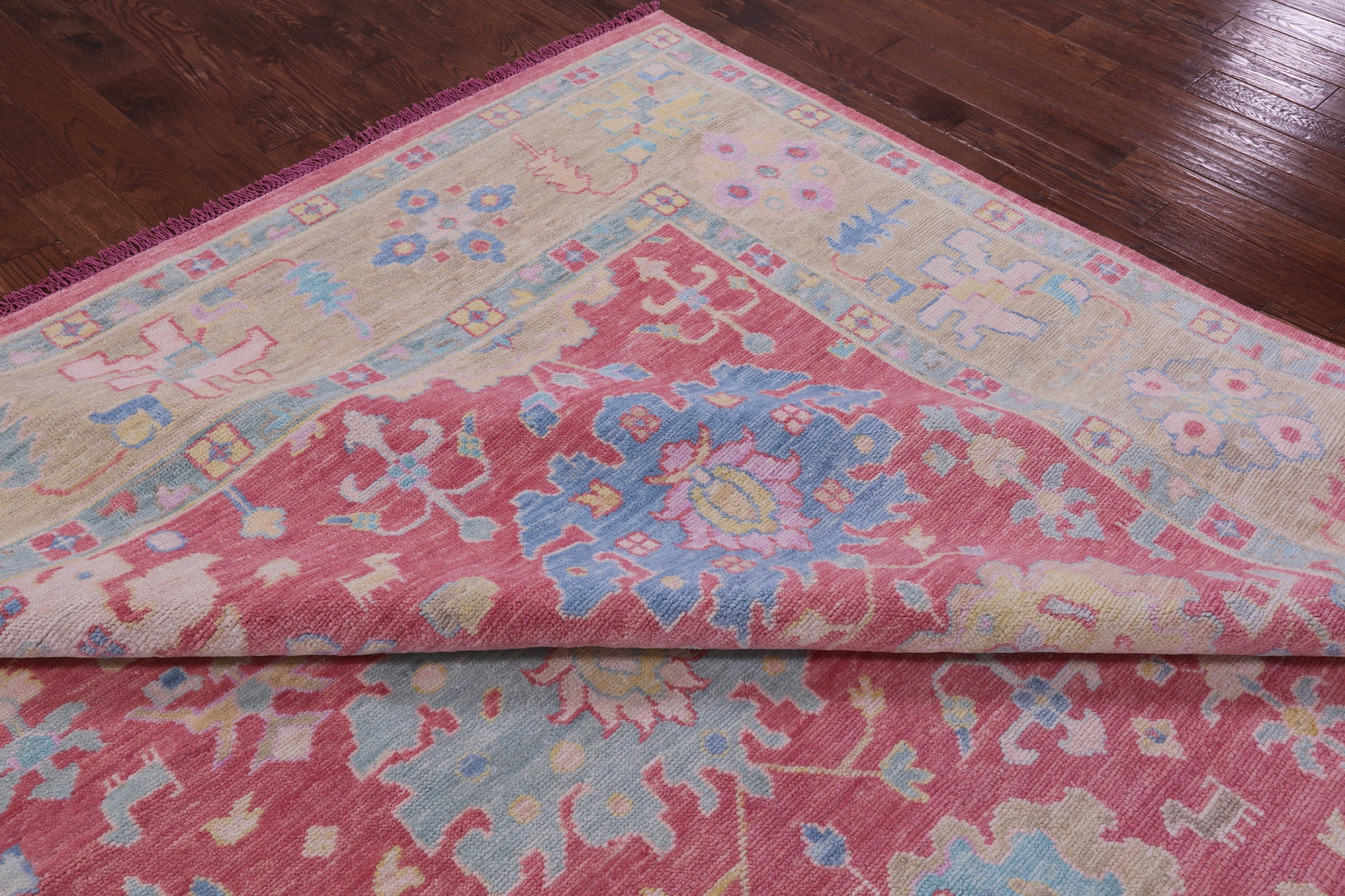 Pink Turkish Oushak Hand Knotted Wool Rug - 12' 2" X 15' 0" - Golden Nile
