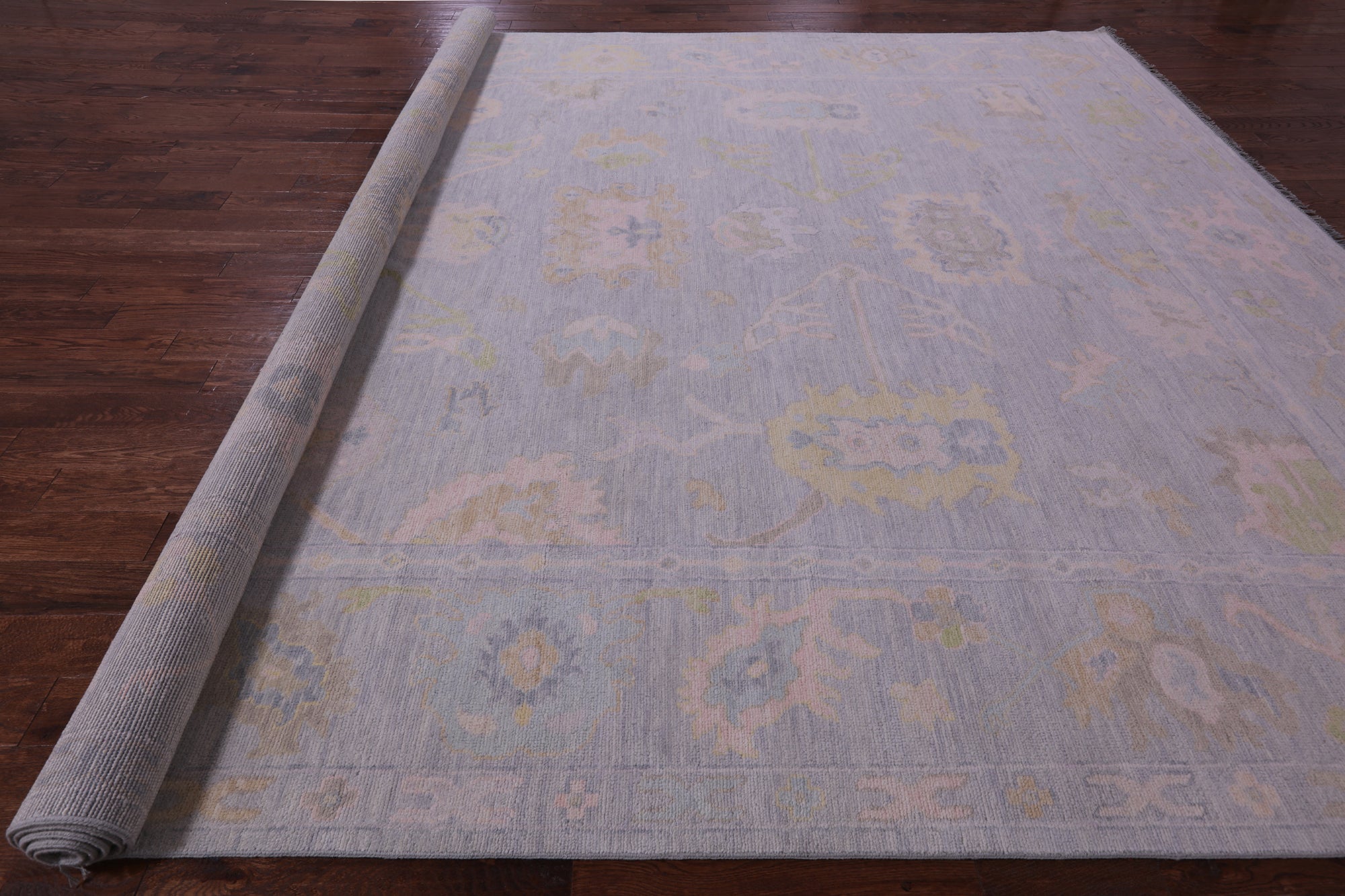 Grey Turkish Oushak Hand Knotted Wool Rug - 12' 1" X 15' 0" - Golden Nile