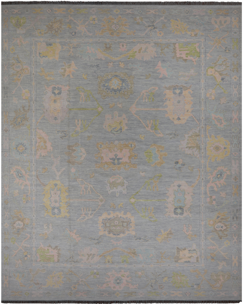 SUPER SALE Grey Turkish Oushak Hand Knotted Wool Rug - 12' 1" X 15' 0"