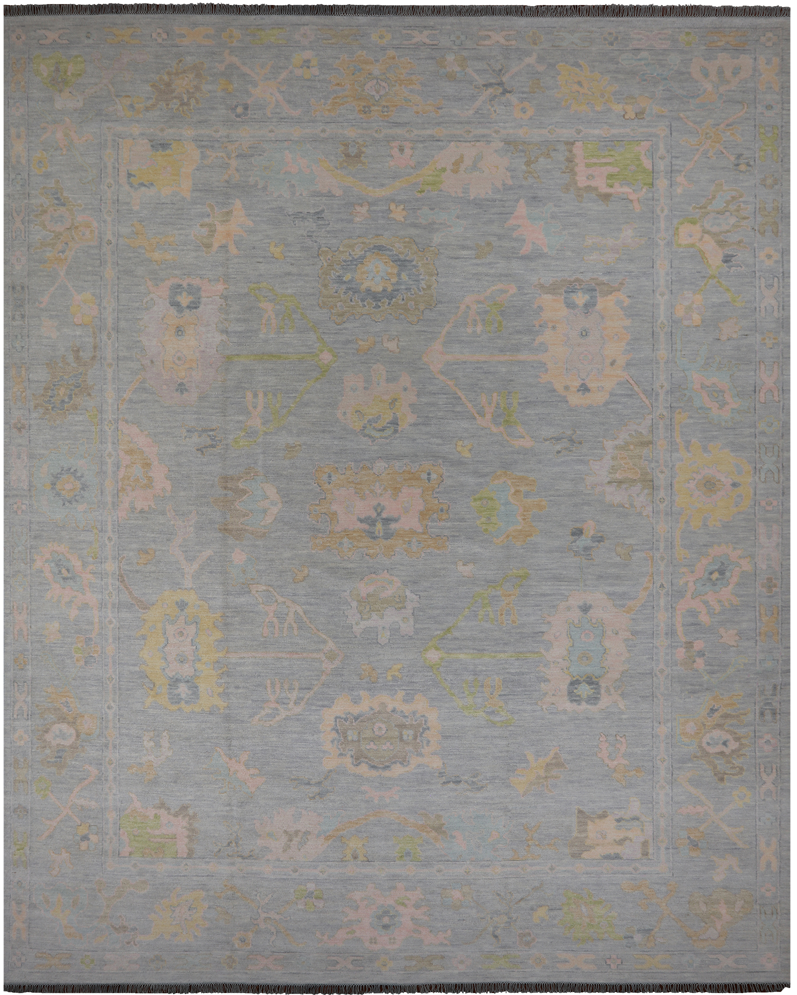 SUPER SALE Grey Turkish Oushak Hand Knotted Wool Rug - 12' 1" X 15' 0"