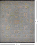 SUPER SALE Grey Turkish Oushak Hand Knotted Wool Rug - 12' 1" X 15' 0"