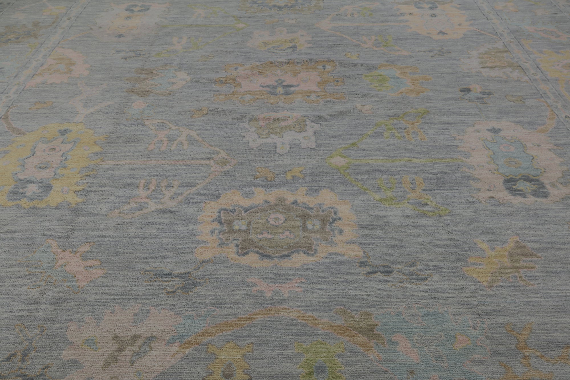 SUPER SALE Grey Turkish Oushak Hand Knotted Wool Rug - 12' 1" X 15' 0"